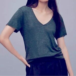 All Saints Emelyn V Neck Shimmer TShirt